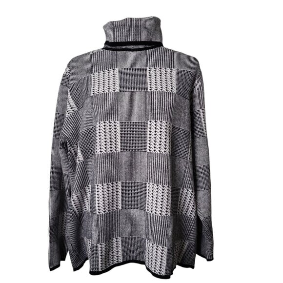 Belldini Women's Sweater Size 3XL Turtleneck Block Strip Pullover - Picture 4 of 8